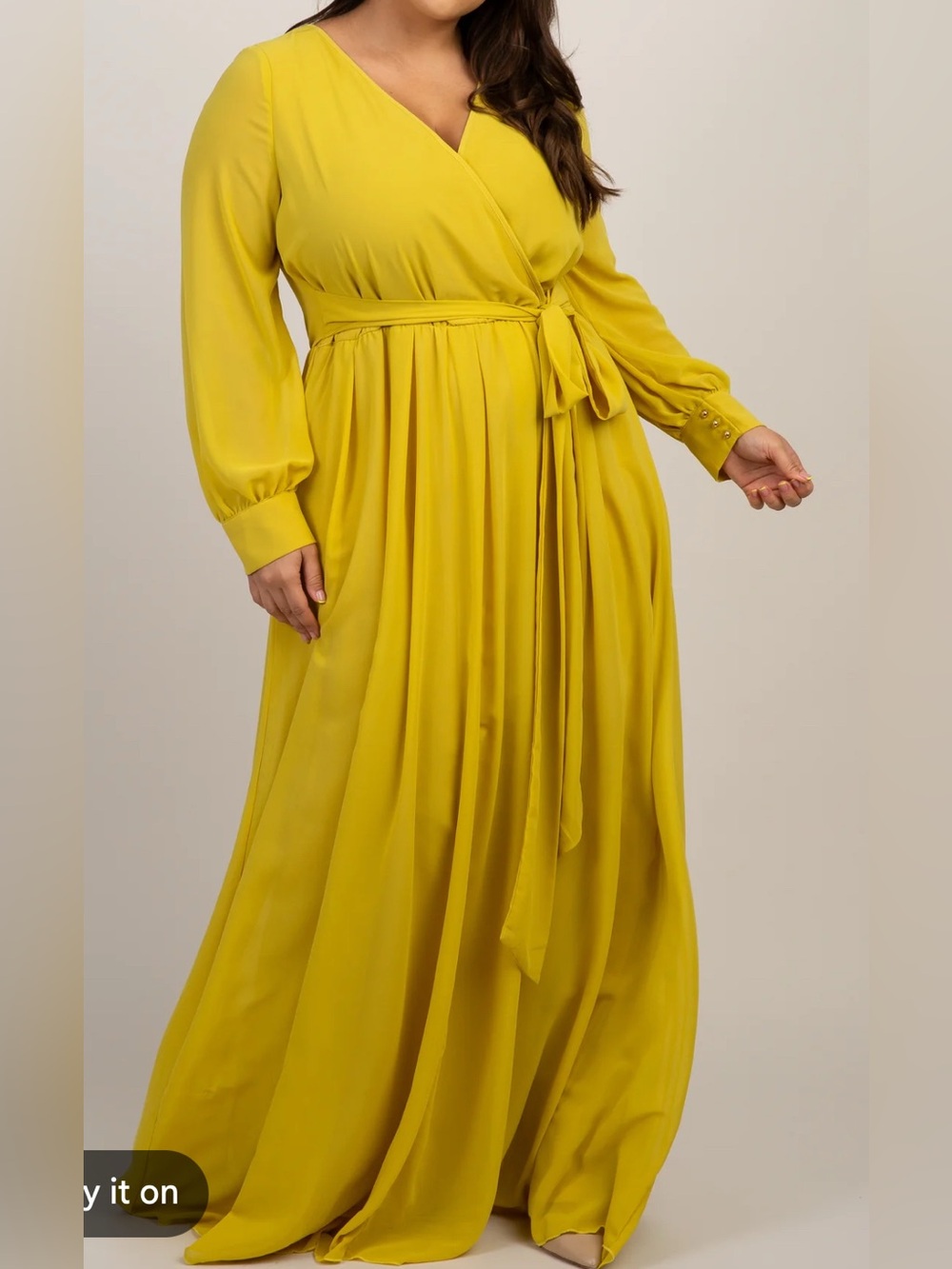 Pinkblush Bright Yellow Wrap Maxi Dress with Tie Waist NWOT. No size tags/tags